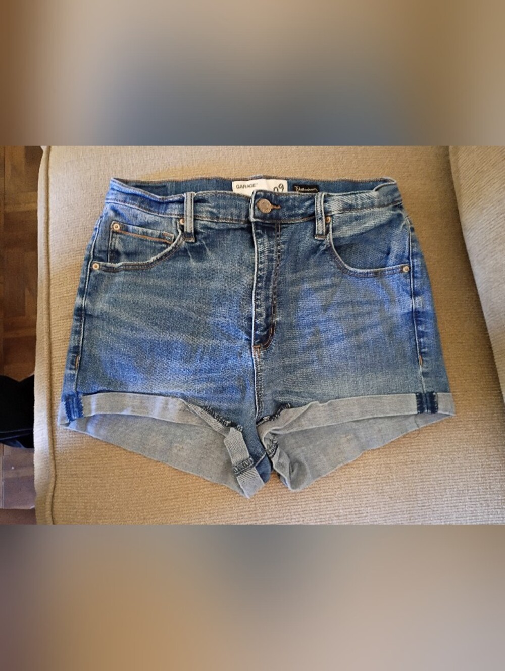 "GARAGE" Premium Jean Shorts Ultra High Rise.